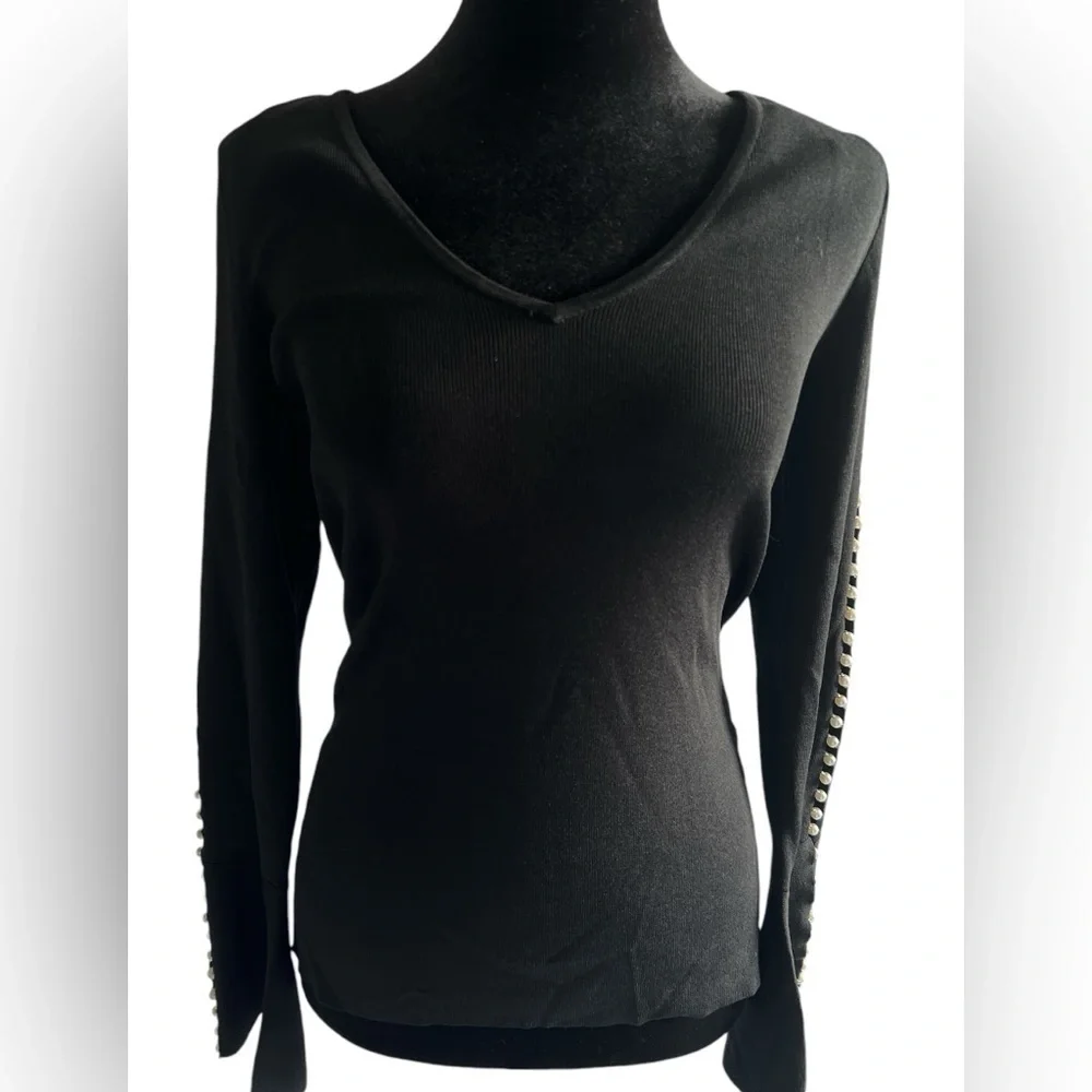 I.N.C. International Concepts Pearl-Trim Sweater Color Black Size Small